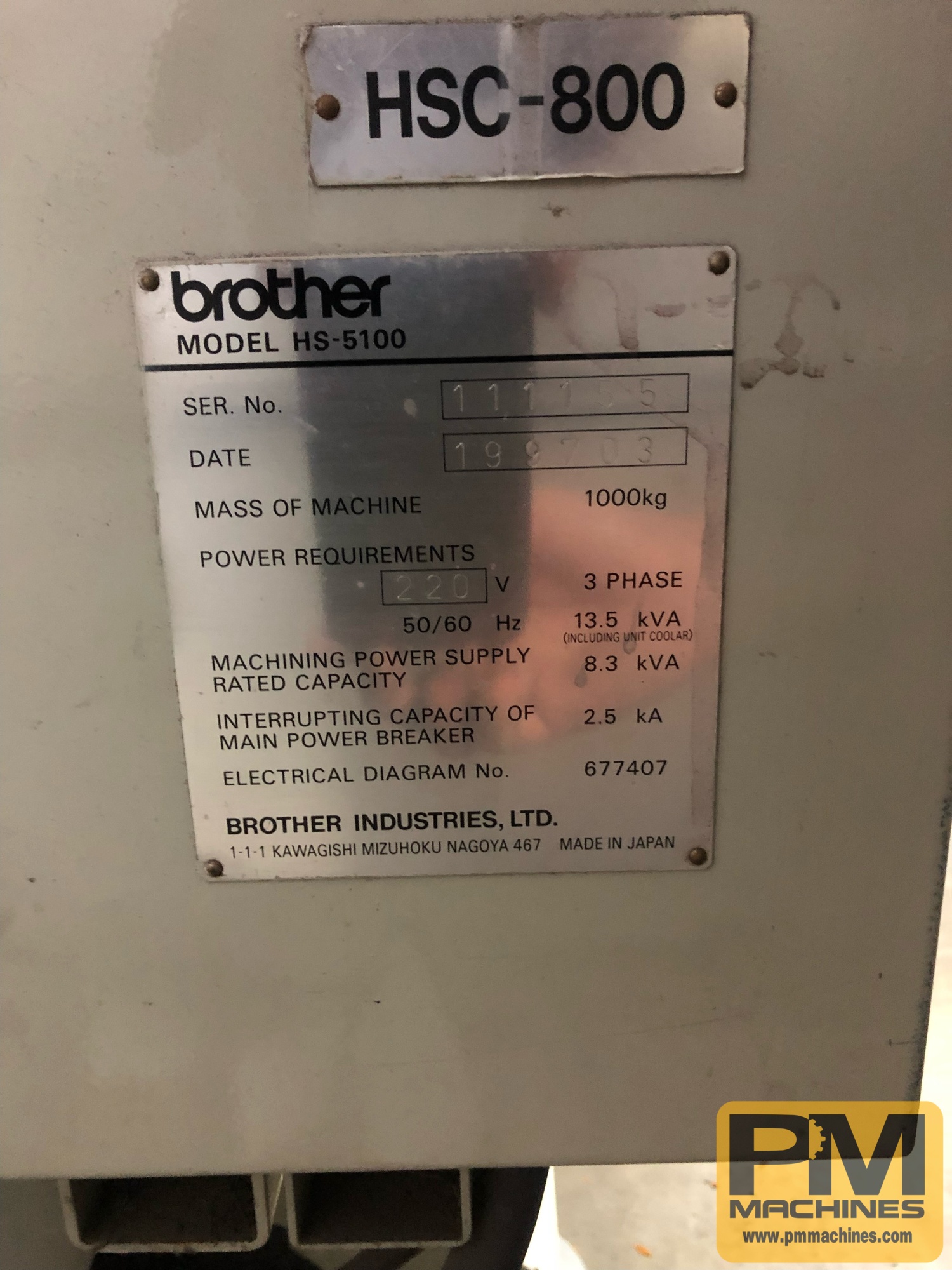 1997 BROTHER HSC-800 Wire EDM | PM Machines